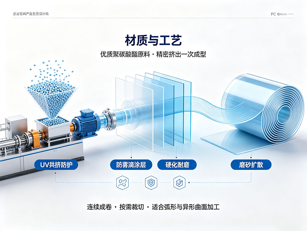 PC卷材_PC耐力板卷材_PC透明卷材厂家_源头工厂支持定制