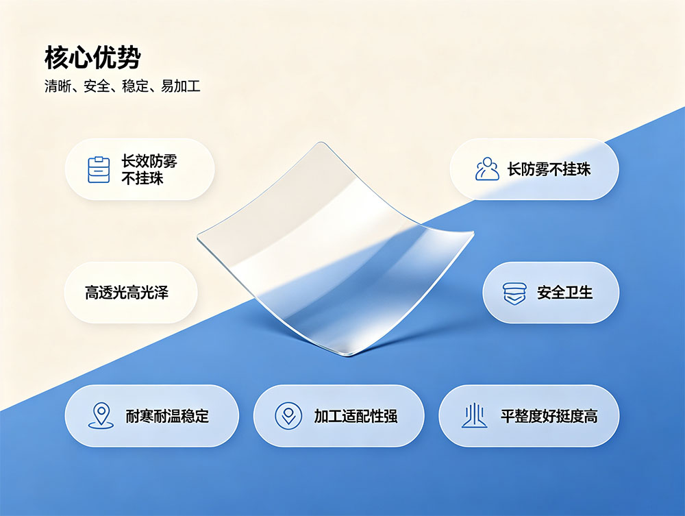 防雾PET片_食品级防雾PET薄膜_源头工厂定制_厚度0.125-1.0mm