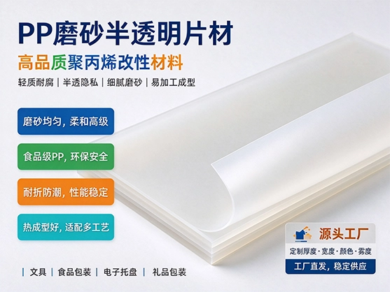 PP磨砂半透明片材_食品级PP磨砂板_源头工厂直销