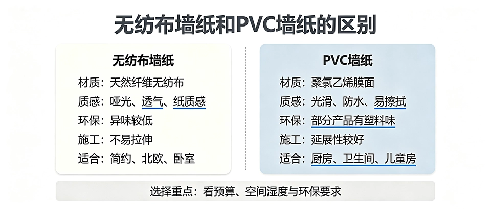 无纺布墙纸和PVC墙纸的区别｜选购指南与避坑要点