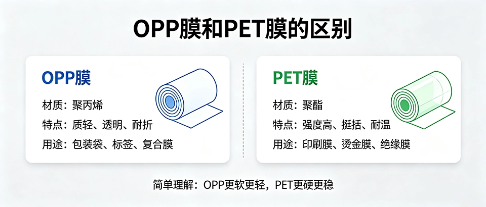 OPP膜和PET膜的区别｜一文看懂材质特性与选型技巧