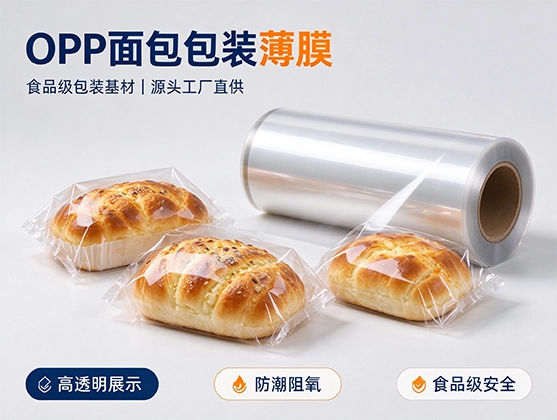 OPP面包包装薄膜_高透阻氧食品级包装膜_OPP薄膜厂家直供