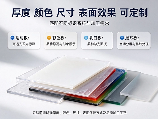 亚克力标识牌板材_高透彩色PMMA有机玻璃_标识标牌专用板材