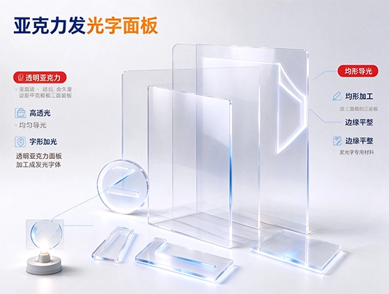 亚克力发光字面板_透光均匀导光板_亚克力源头工厂定制