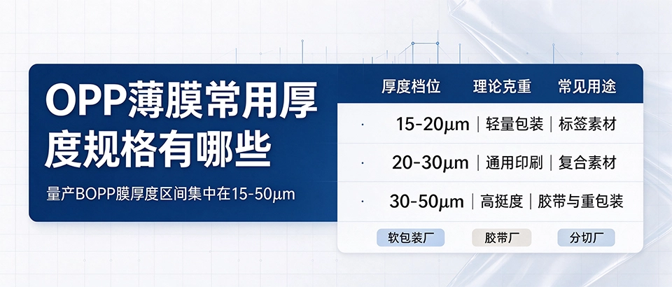 OPP薄膜常用厚度规格有哪些 OPP薄膜常用厚度规格有哪些