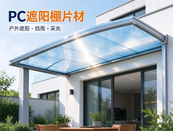 PC遮阳棚片材_高透光抗UV耐力板_户外防紫外线遮阳棚材料厂家