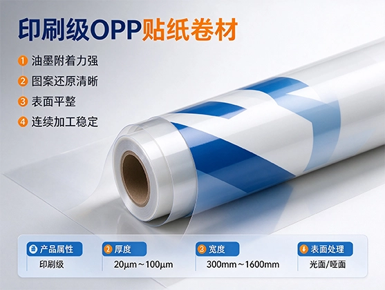 OPP贴纸卷材_印刷级OPP贴纸卷材_OPP贴纸卷材厂家
