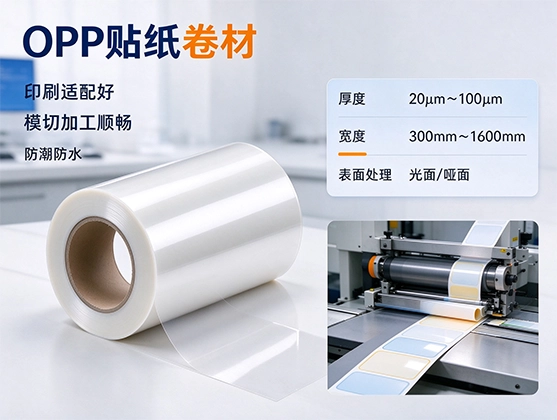 OPP贴纸卷材_印刷级OPP贴纸卷材_OPP贴纸卷材厂家