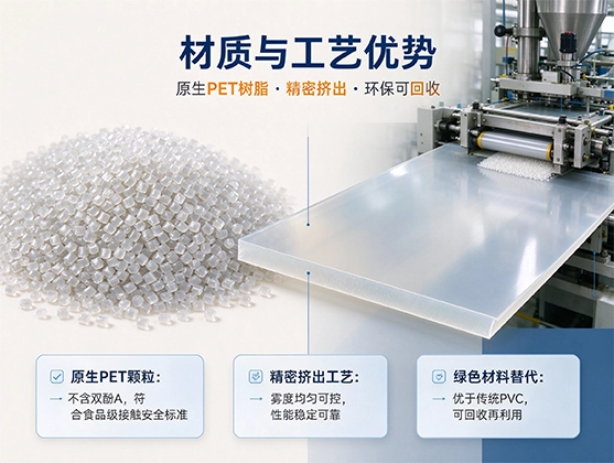 PET磨砂哑光片材_食品级环保PET磨砂板材_源头工厂定制直销
