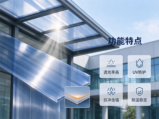 PC遮阳棚板材_高透抗UV耐候采光板_别墅车棚厂房工程专用
