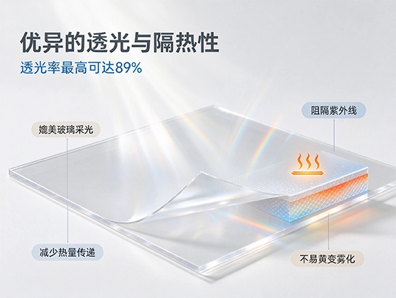 PC采光顶棚板材_高透光耐力板_抗冲击雨棚材料厂家