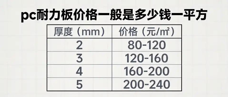 pc耐力板价格一般是多少钱一平方｜不同厚度板材选型对比与避坑要点