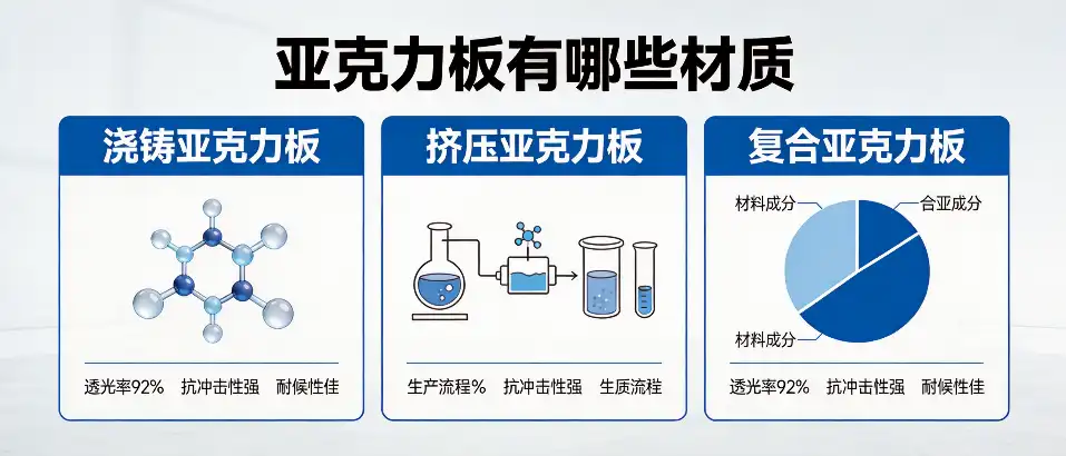 亚克力板有哪些材质｜浇铸挤出耐候抗冲选型对比指南