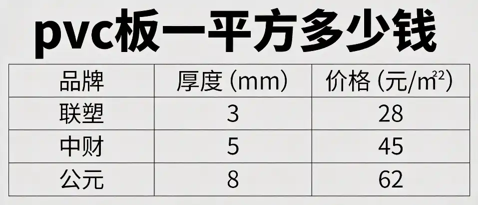 PVC板一平方多少钱｜选型与成本避坑指南